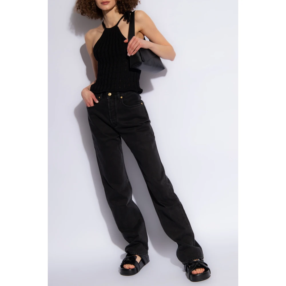Halfboy Off-shoulder top met opengewerkt patroon Black Dames