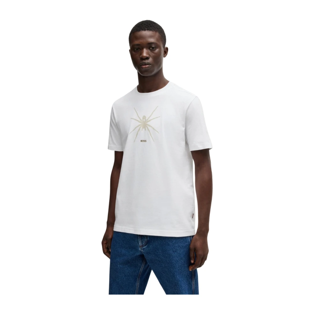 Hugo Boss Heren Katoenen Ronde Hals T-shirt Wit White Heren