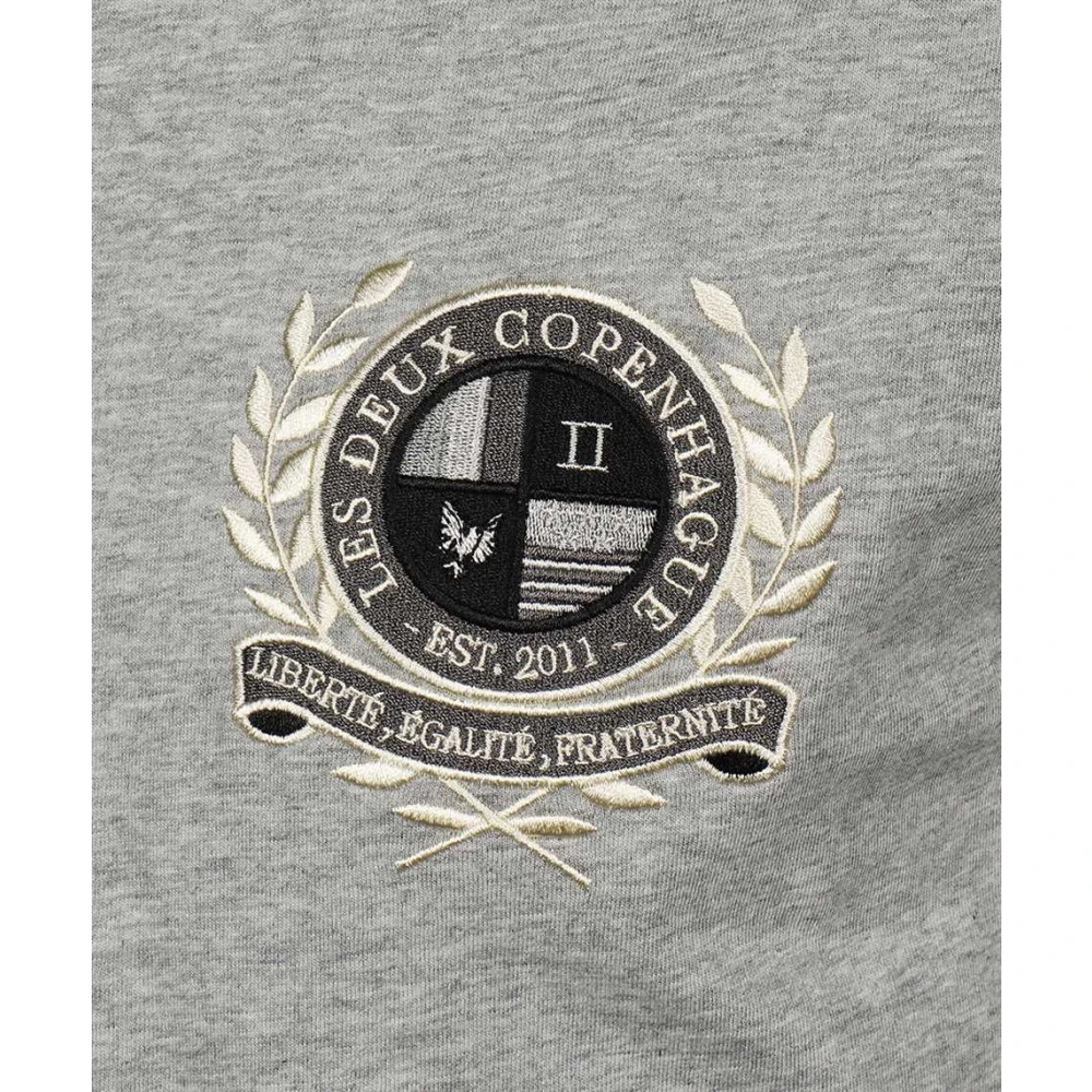 Les Deux Geribbelde katoenen T-shirt Gray Heren