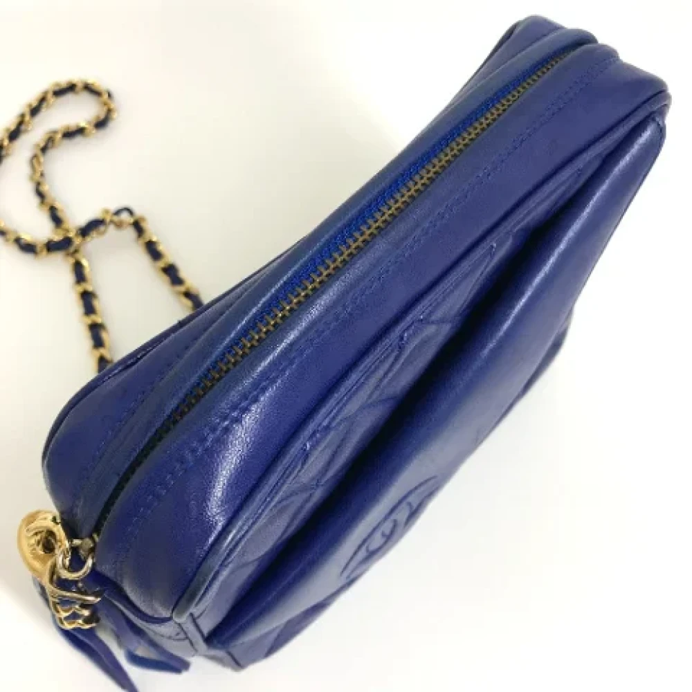 Chanel Vintage Pre-owned Leather chanel-bags Blue Dames