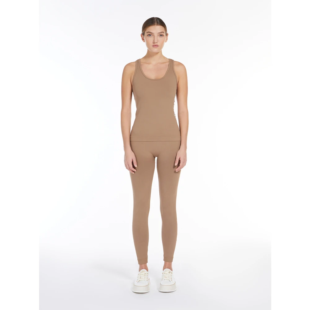 Max Mara Bruine Mouwloze Haltertop met Jacquard Logo Brown Dames