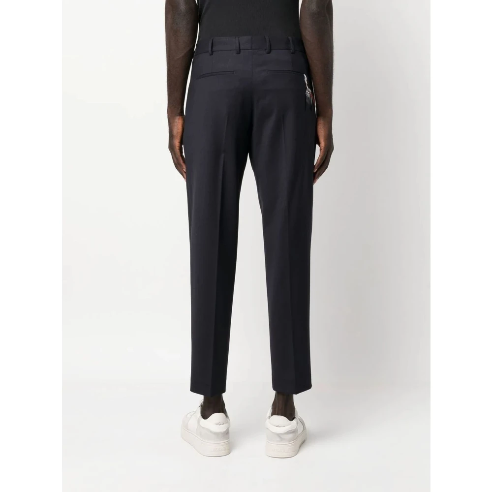 PT Torino Navy Blauwe Getailleerde Crop Broek Blue Heren
