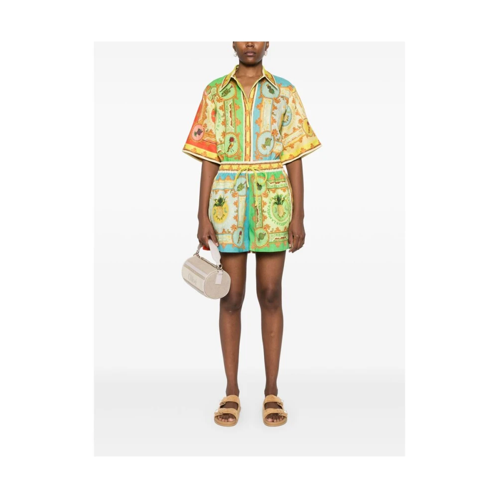 Alemais Kleur-Blok Linnen Shorts met Grafische Print Multicolor Dames