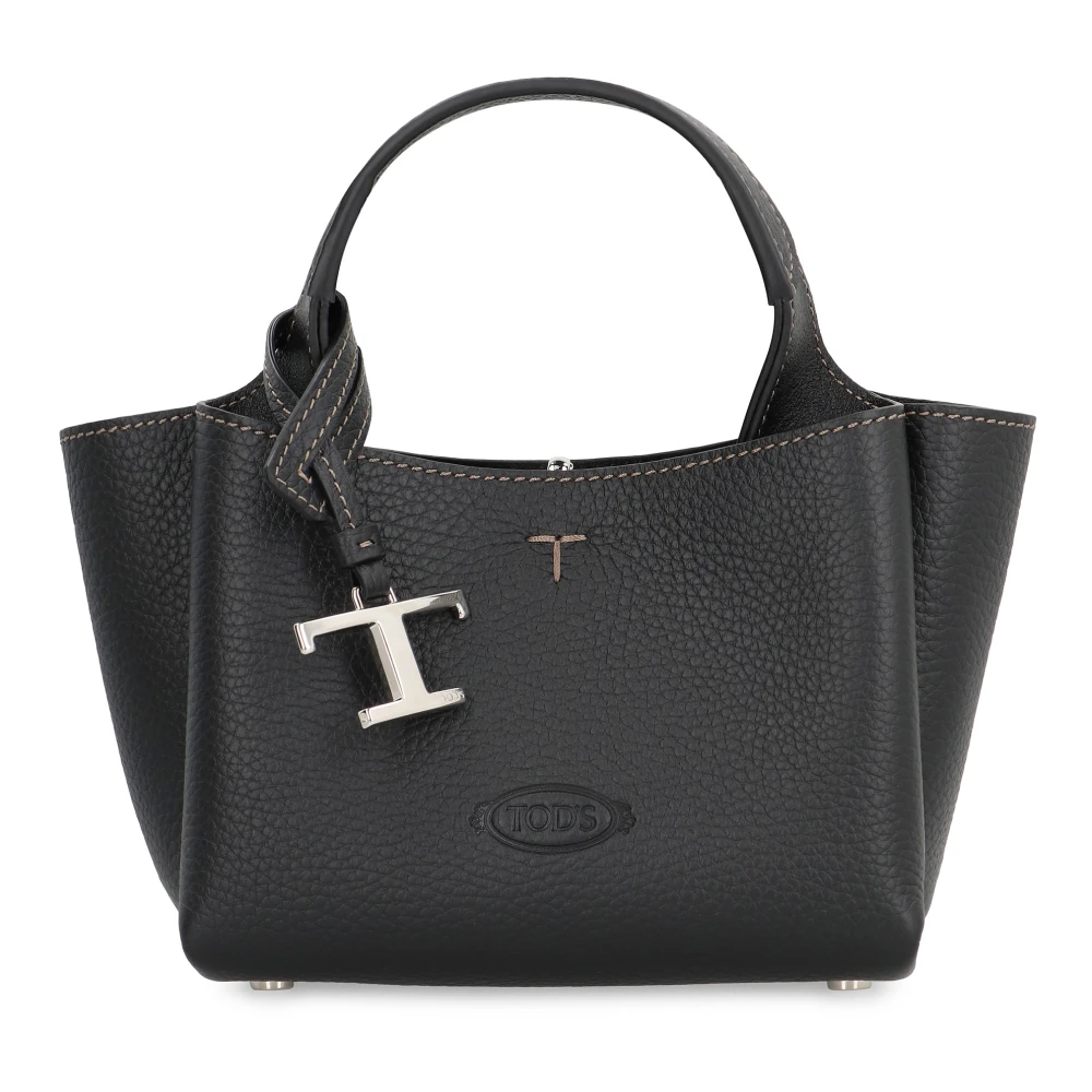 Tod's Women's Black Leather Handbag With Removable Charm - Handbags - One Size - Bags