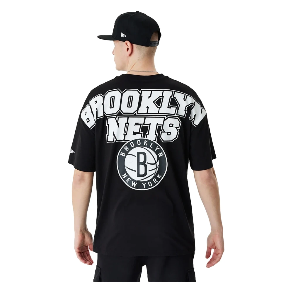 new era Zwarte Nets NBA Grafisch T-shirt Black Heren