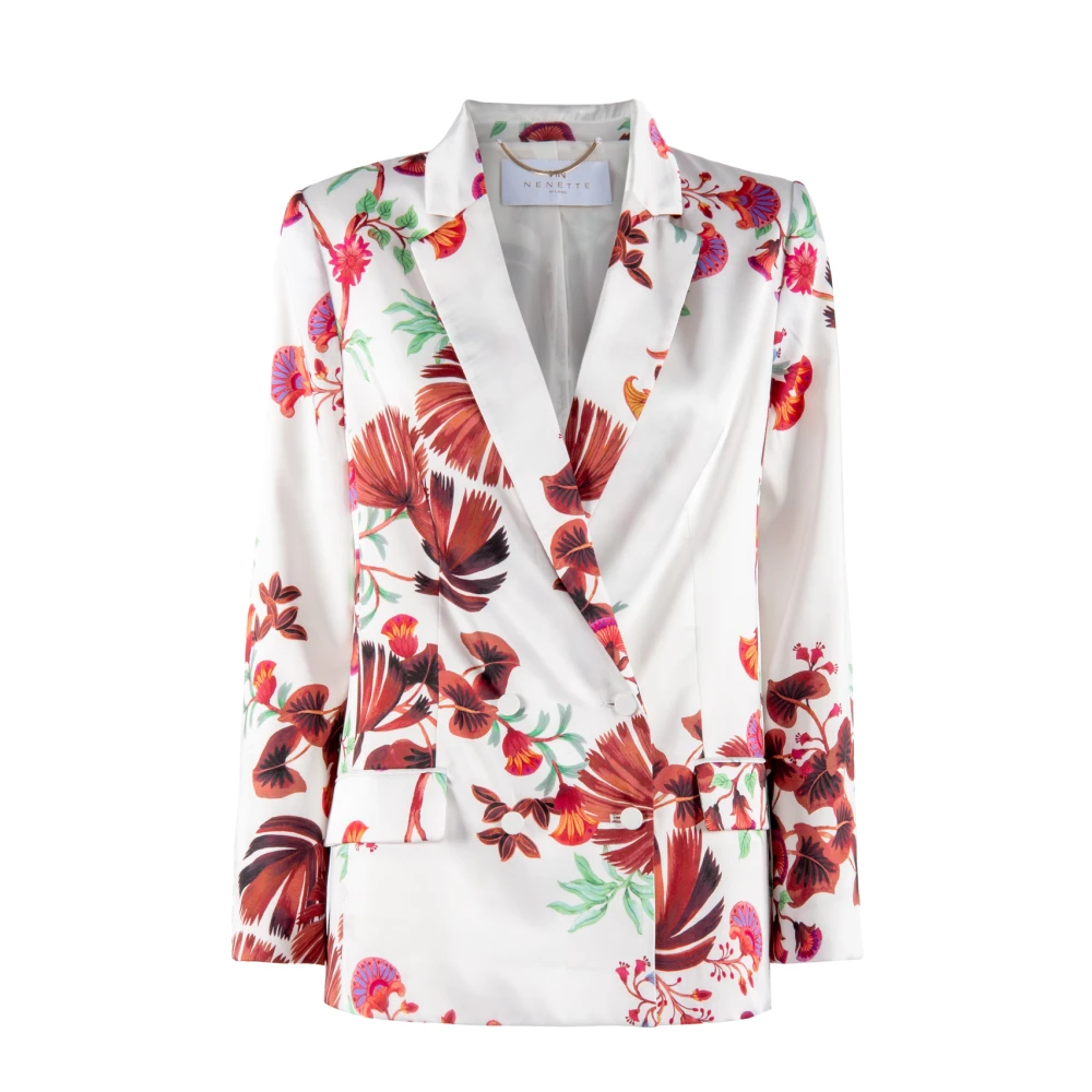 Nenette Botanische Twill Double-Breasted Jas Multicolor Dames