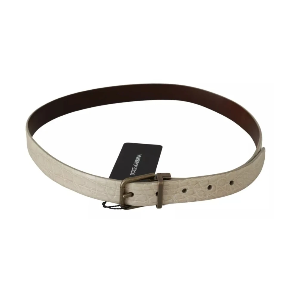 Dolce & Gabbana Luxe Beige Gouden Leren Riem Beige Dames