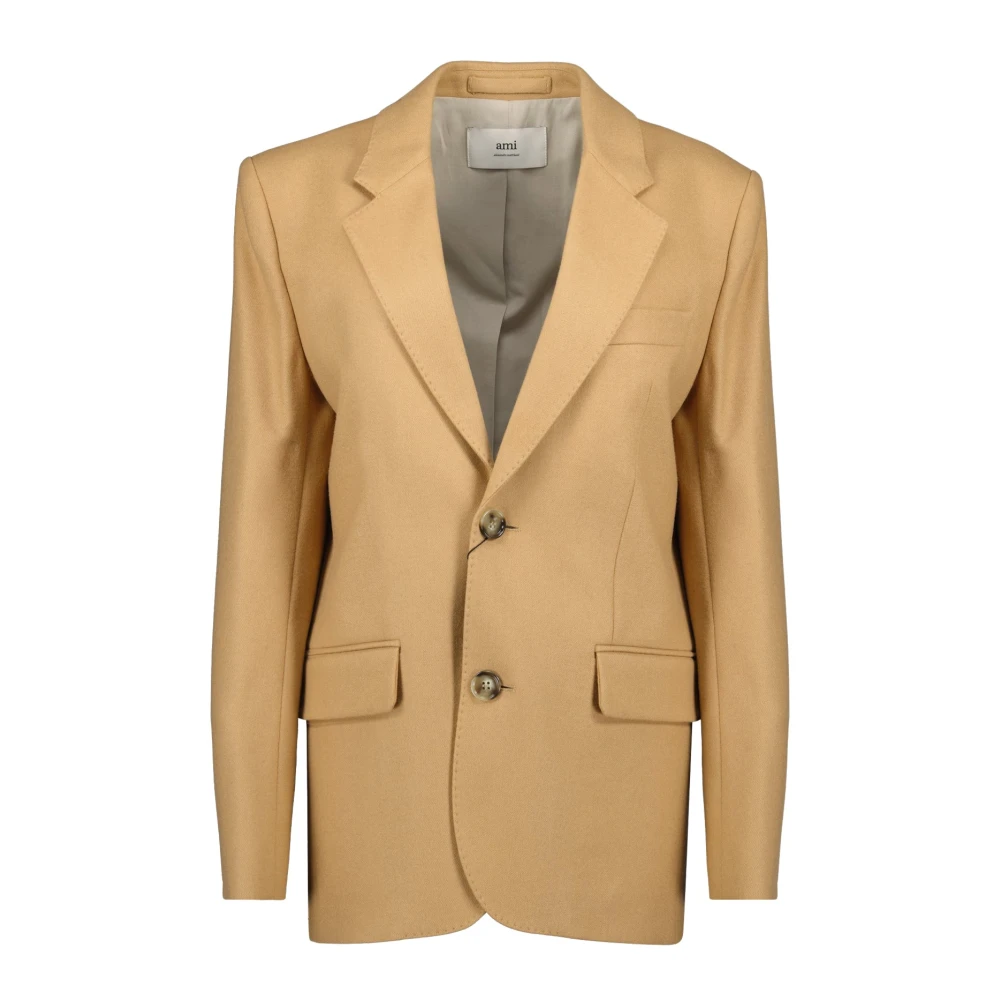 Ami Paris Women's Beige Blazers, 2XS, Wool Blazer, Classic Style