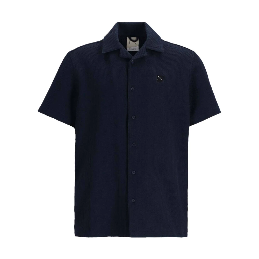 Chasin Korte mouw overhemd Doby Structure Blue Heren