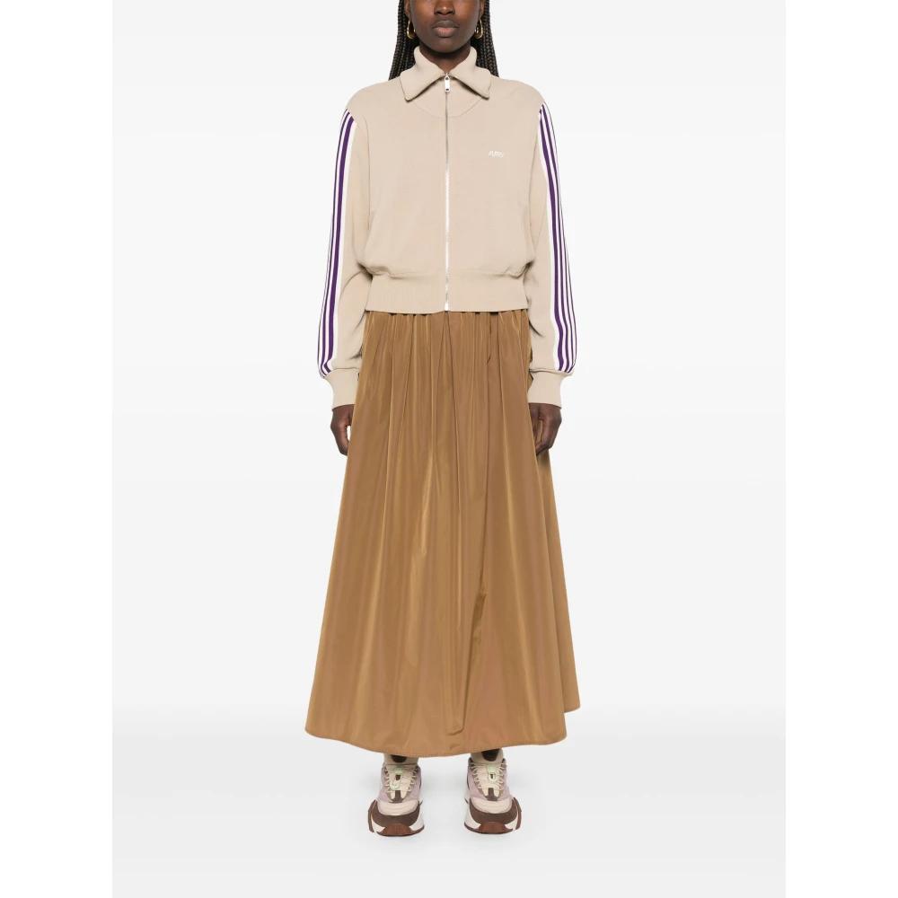 Autry Beige Jas met Hoge Kraag en Rits Beige Dames