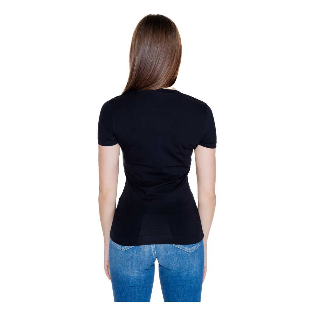 Guess Leo Triangle T-Shirt Herfst Winter Collectie Black Dames
