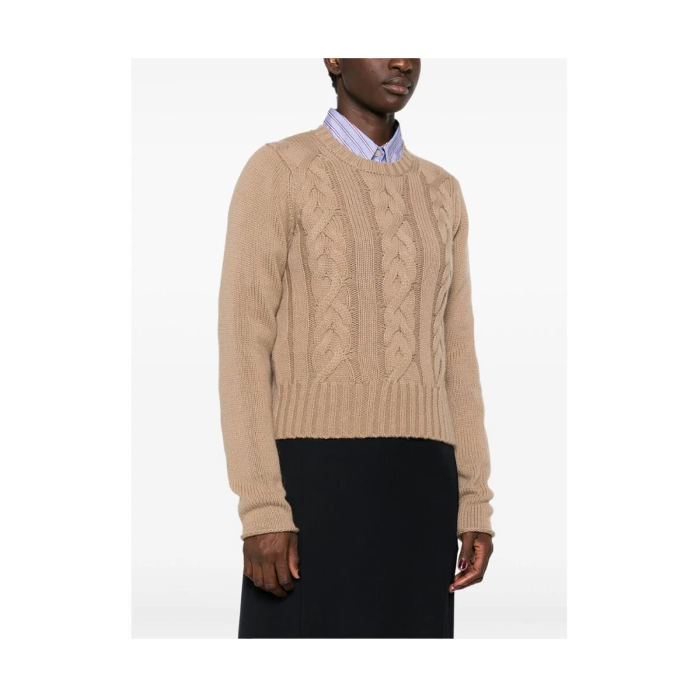 allude Kameelbruine Kabeltrui Beige Dames