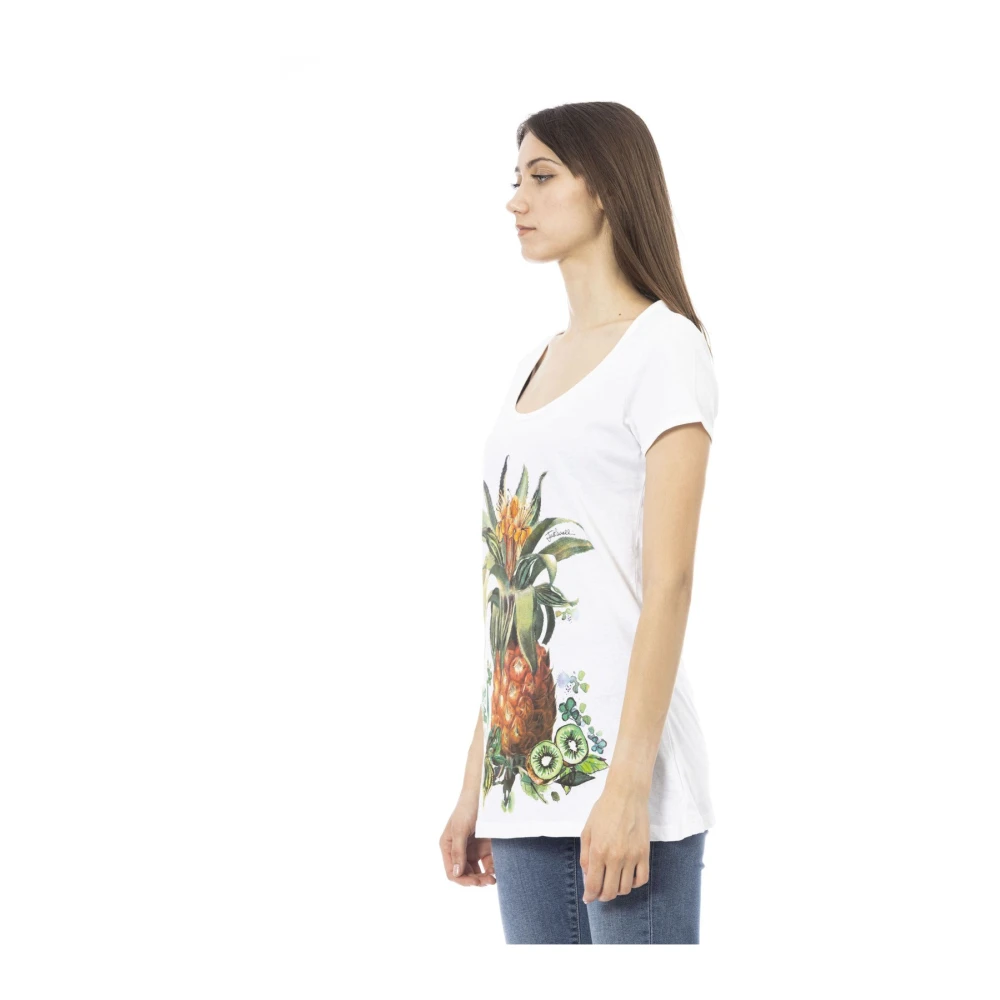 Just Cavalli Strandkleding T-shirt Frontprint Achterlogo White Dames