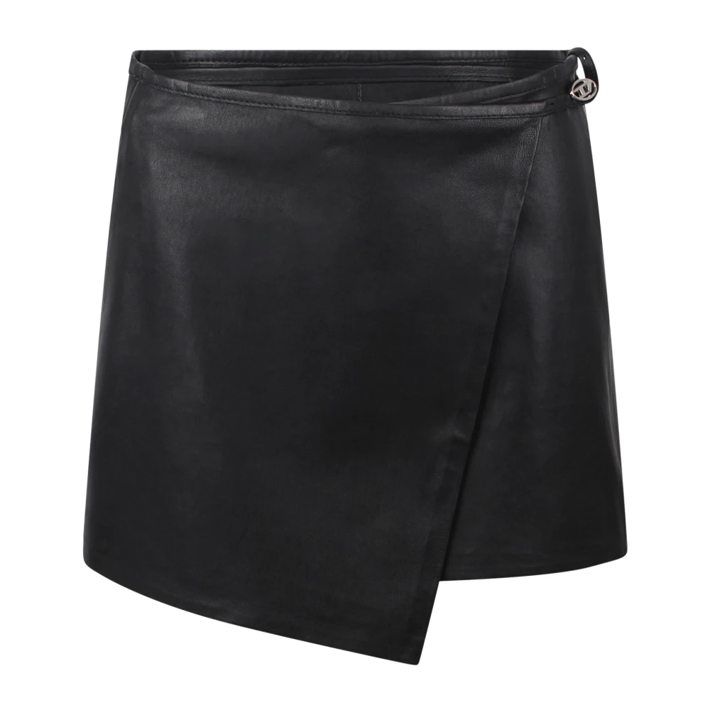 Diesel Leather Skirts Black Dames