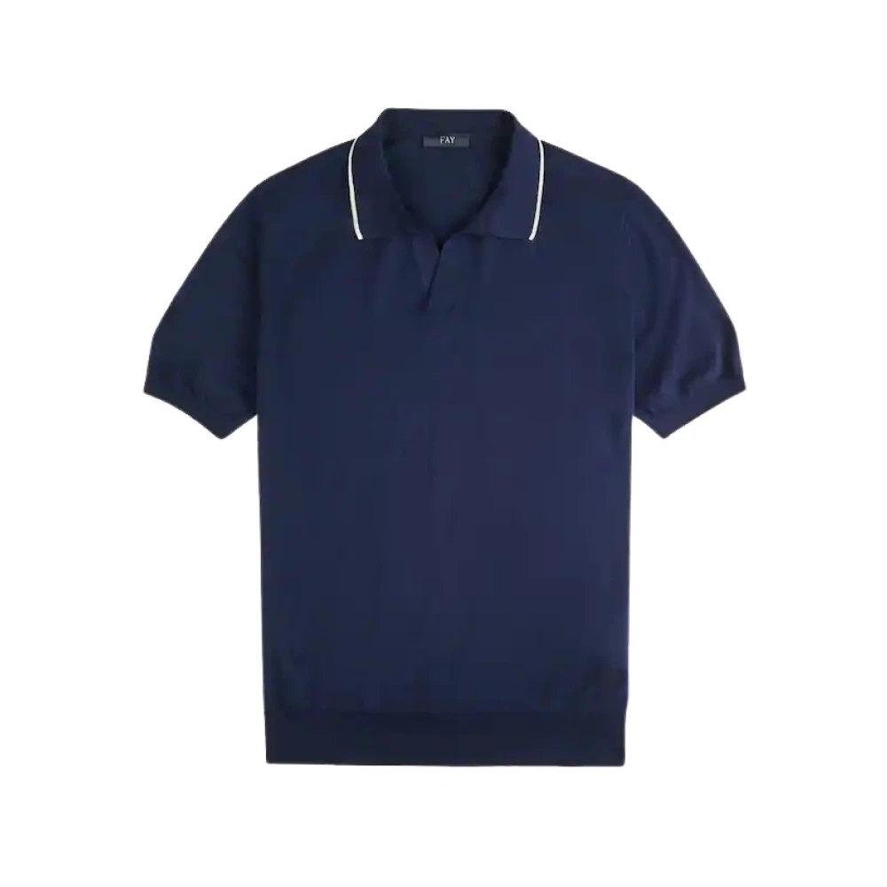 Fay Blå V-Ringad Pikétröja