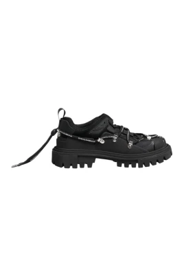 Svarta Trekking Sneakers med Gummisula