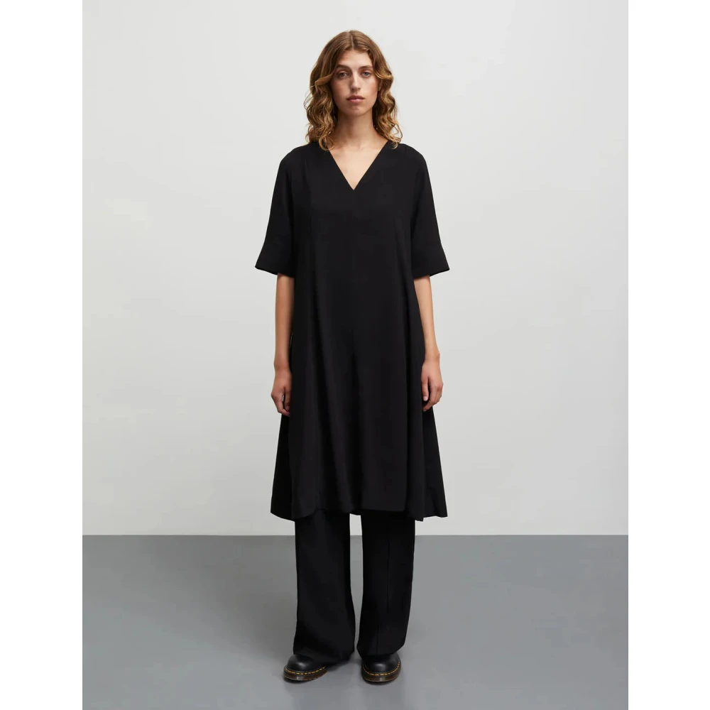Mads Nørgaard Zwarte Crepe Margot Jurk Black Dames
