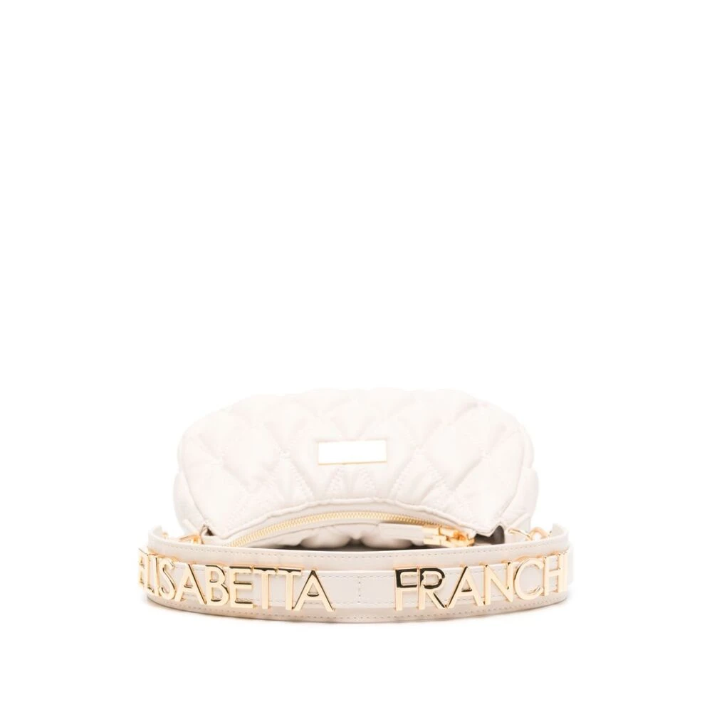 Elisabetta Franchi Crème Wit Diamant Gestikte Schoudertas Beige Dames