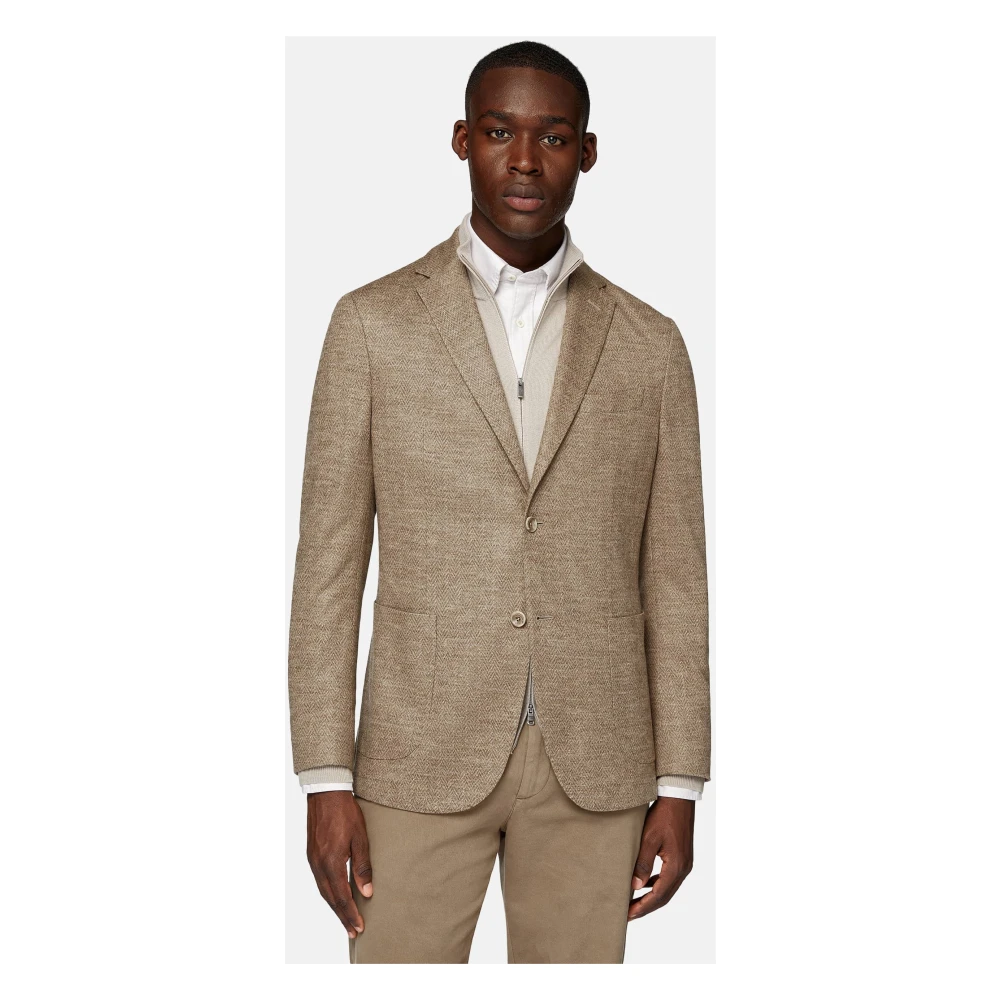 Boggi Milano B Jersey Wolmix Jas Beige Heren