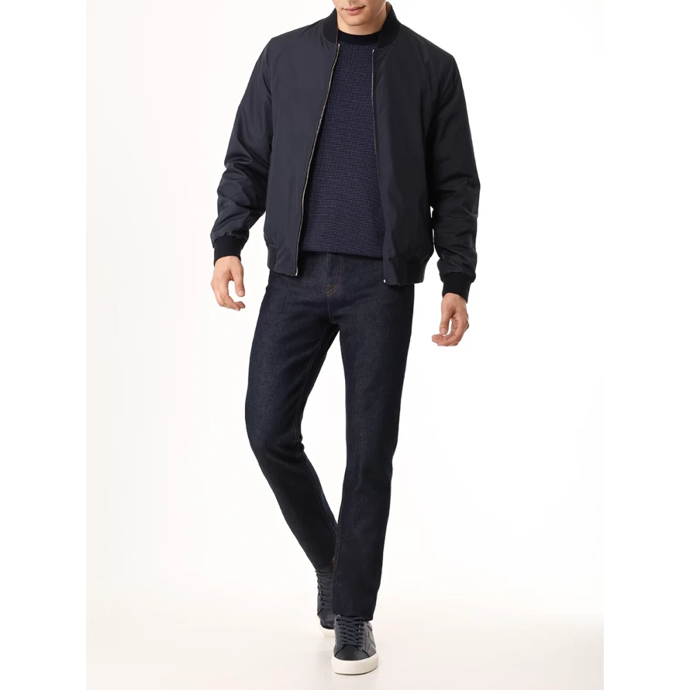 Boss Crewneck Textured Sweater Blue Heren
