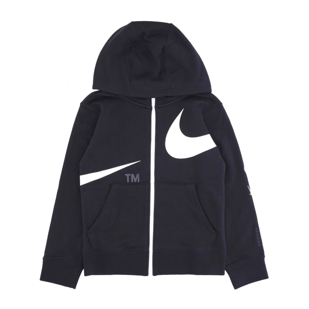 Nike Swoosh Fleece Zip Hoodie Sweatshirt Black, Pojke