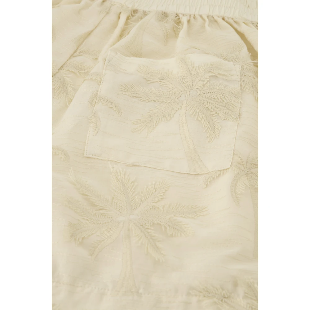 Fabienne Chapot Tropische Palmboom Geborduurde Shorts Beige Dames