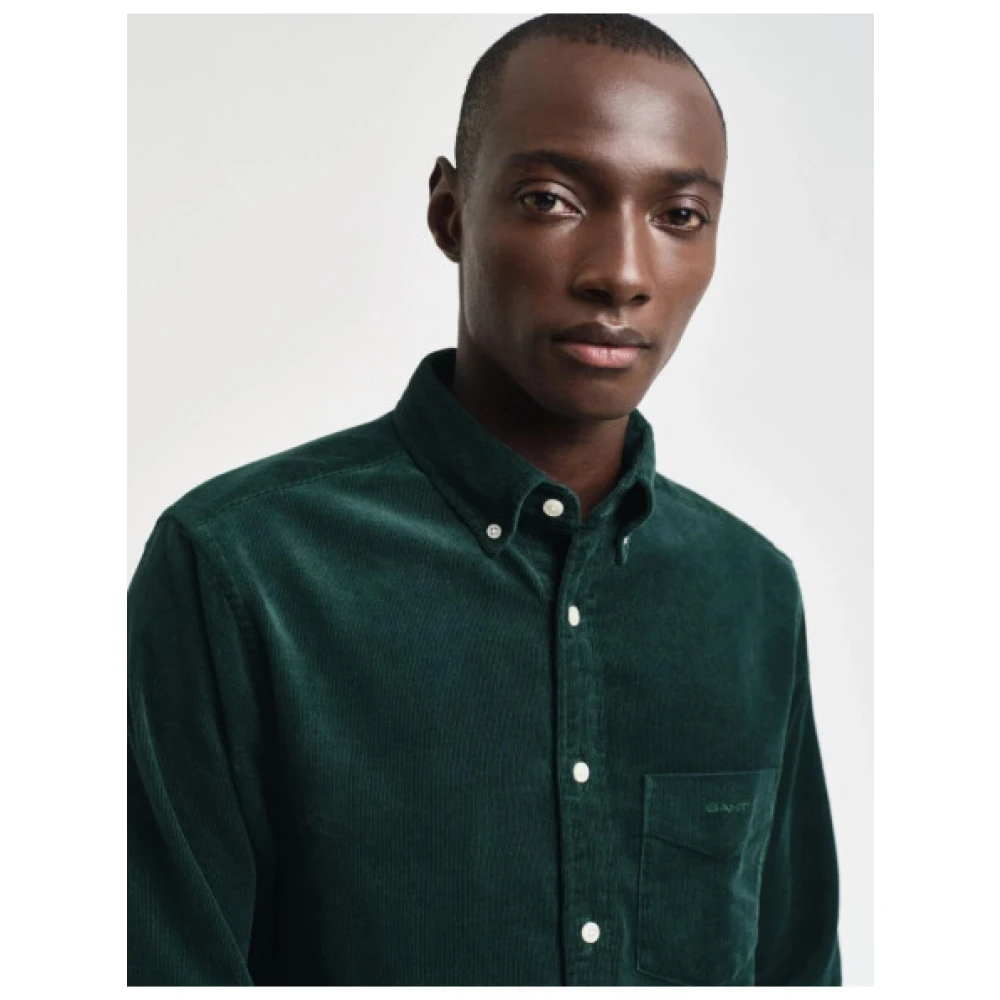Gant Velours Regular Shirt Iconische Stijl Green Heren