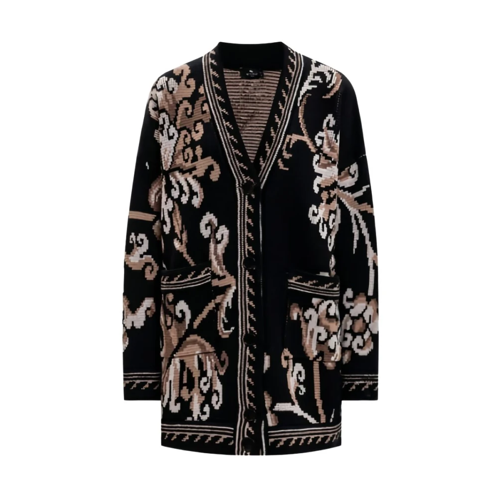 Etro , Cardigans, Female, Black, M, Wool Cardigan