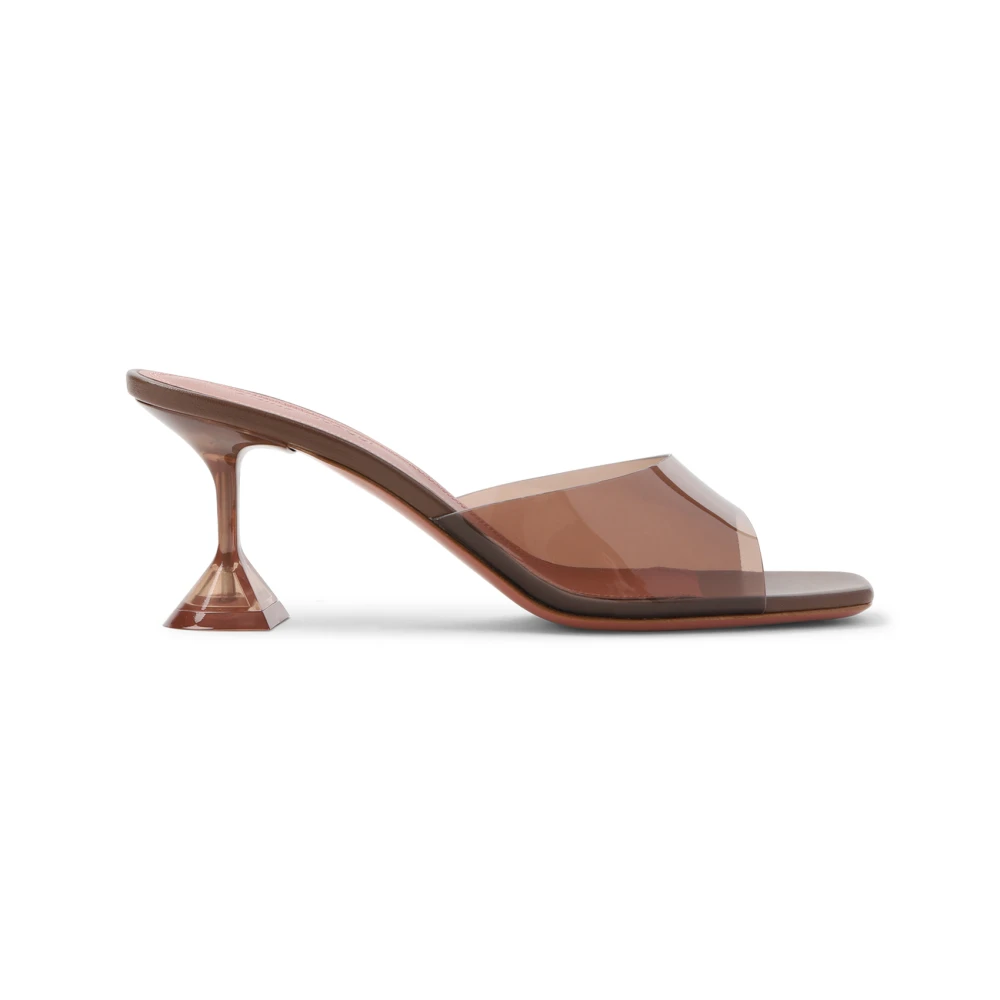 Amina Muaddi Lupita Glass Mules Brown, Dam