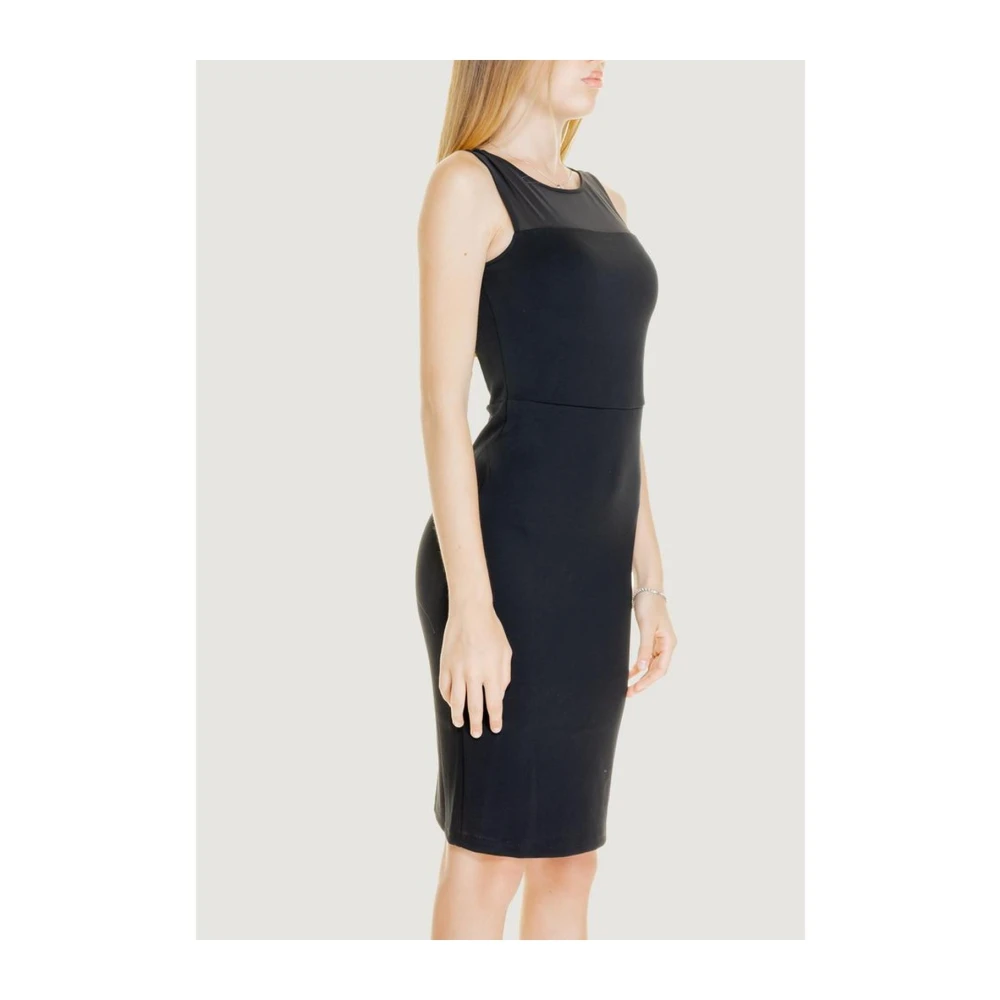 Armani Exchange Zwarte Viscose Blend Jurk Herfst Winter Collectie Black Dames