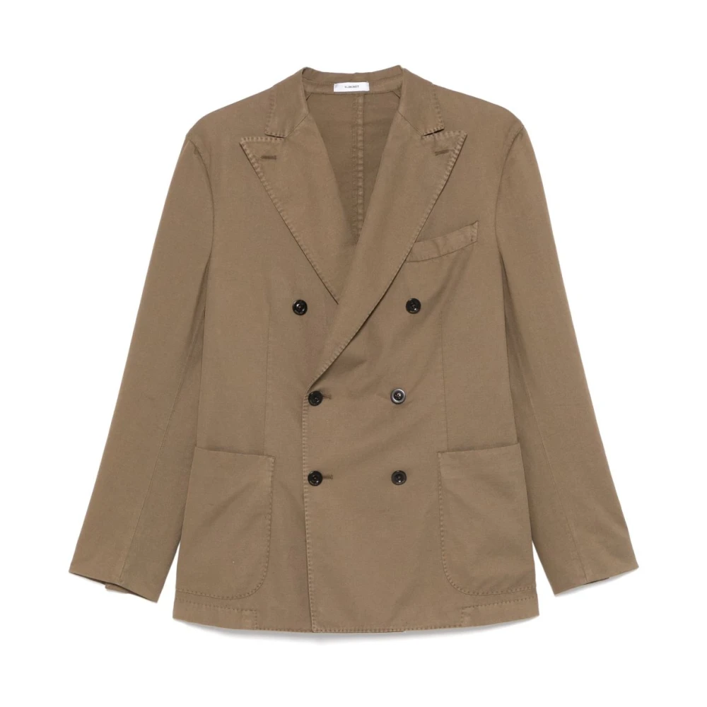 Boglioli Dubbelborstige Khaki Jas met Stijlvolle Inhoud Green Heren