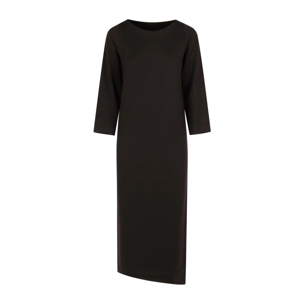 Courrèges Women's Black Midi Dresses, Xs, Draped Wool Long Dress