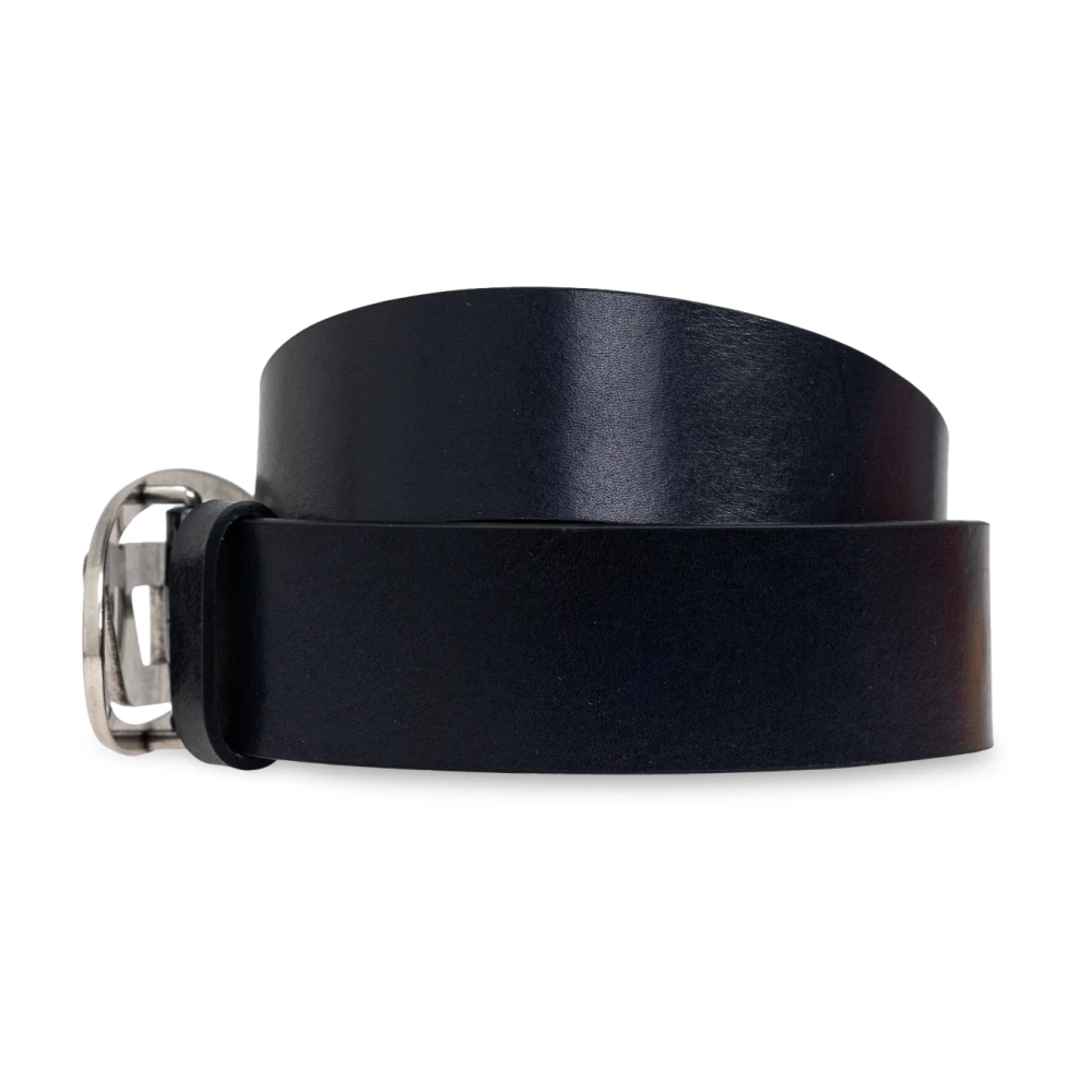 Diesel Leren riem Ovaal D Logo B-1Dr Black Unisex