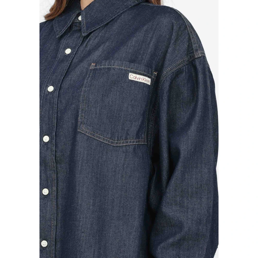 Calvin Klein Jeans Blauwe Denim Overhemd Casual Stijl Blue Dames