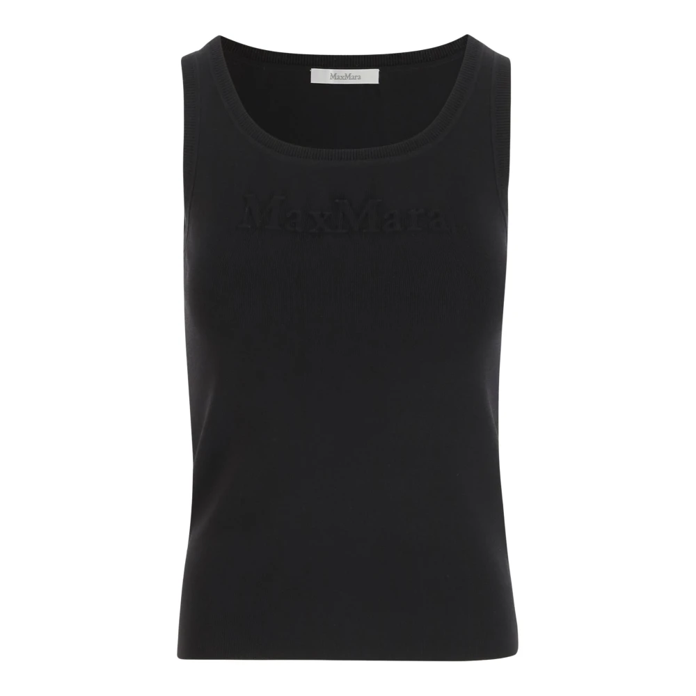 Max Mara Zwarte Viscose Crepe Slim Fit Top Black Dames