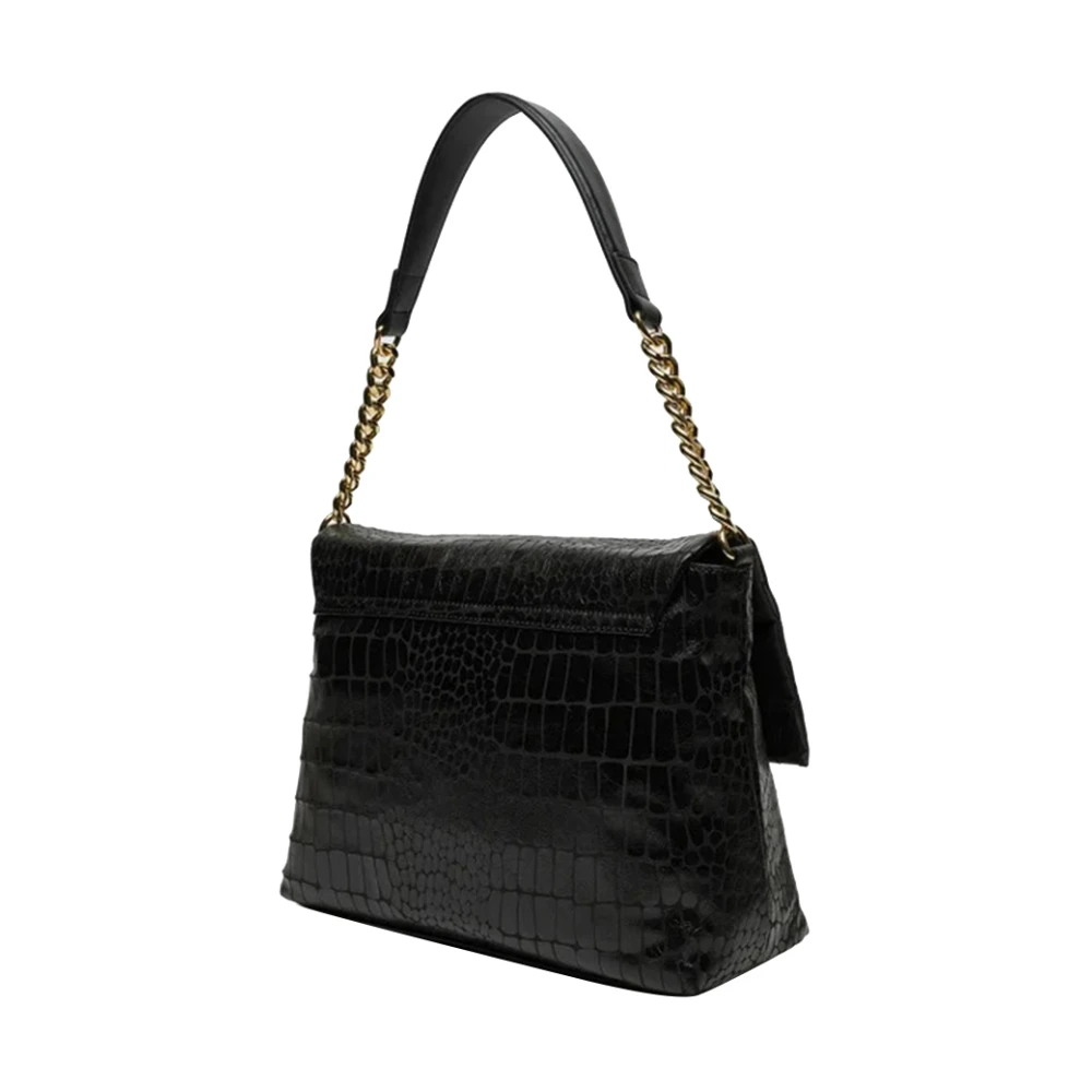 Moschino Zwarte schoudertas met gouden details Black Dames