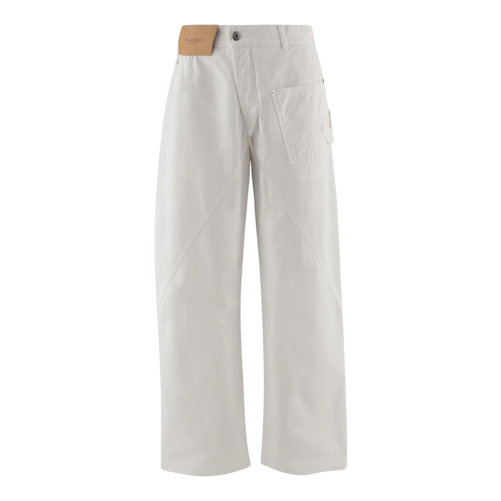 Jw Anderson Women's Beige Wide Trousers, W24, Twisted Workwear Jeans