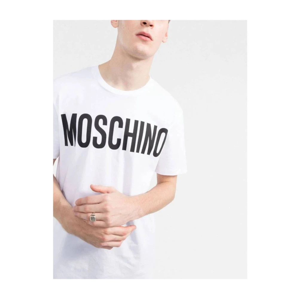 Moschino Logo Print Biologisch Katoen T-shirt White Heren