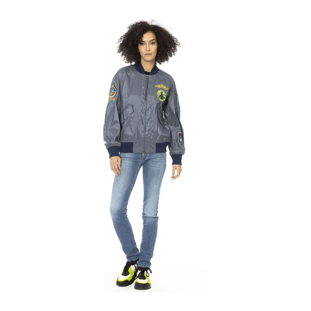 Mr&Mrs Italy Korte Bomberjack met Aviator Details Blue Dames