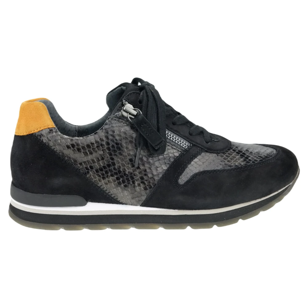 Gabor Trendy Leren Python Print Sneaker Dames Schoenen Zwart
