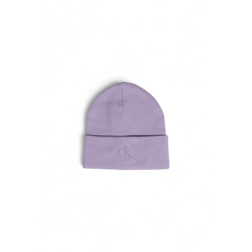 Calvin Klein Monogram Geborduurde Herfst Winter Collectie Hoed Purple Dames