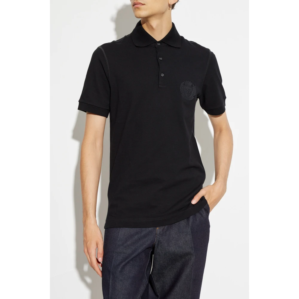 Dolce & Gabbana Katoenen polo met logo Black Heren