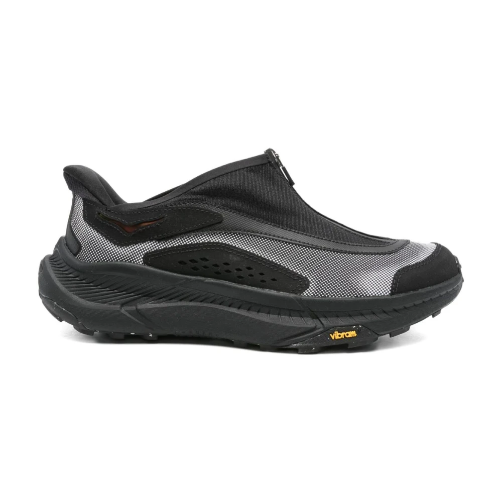 Hoka One One Men's Black Sneakers,, Mesh Zip Trainers Rubber Sole Size 8