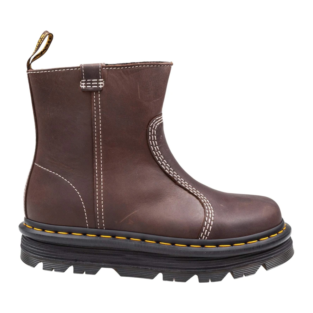 Dr. Martens Stivaletto Zebzag Rigger In Pelle Colore Marrone - Female - Ankle Boots - Brown - 4 Uk - Shoes