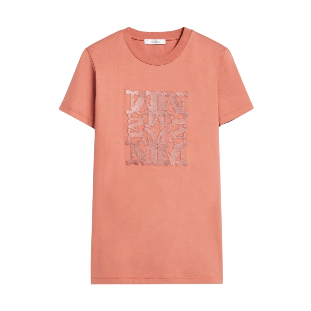 Max Mara Paarden Geborduurd Katoenen T-shirt Aw22 Pink Dames
