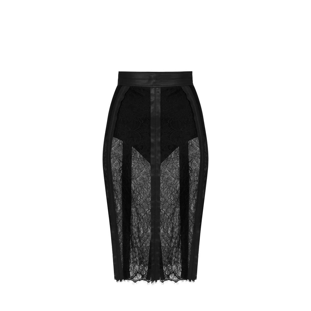 Elisabetta Franchi Women's Black Skirt In Floral Lace