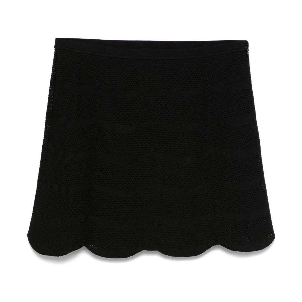 Tom Ford Women's Black Short Skirts, M, Scalloped Hem Mini Skirt