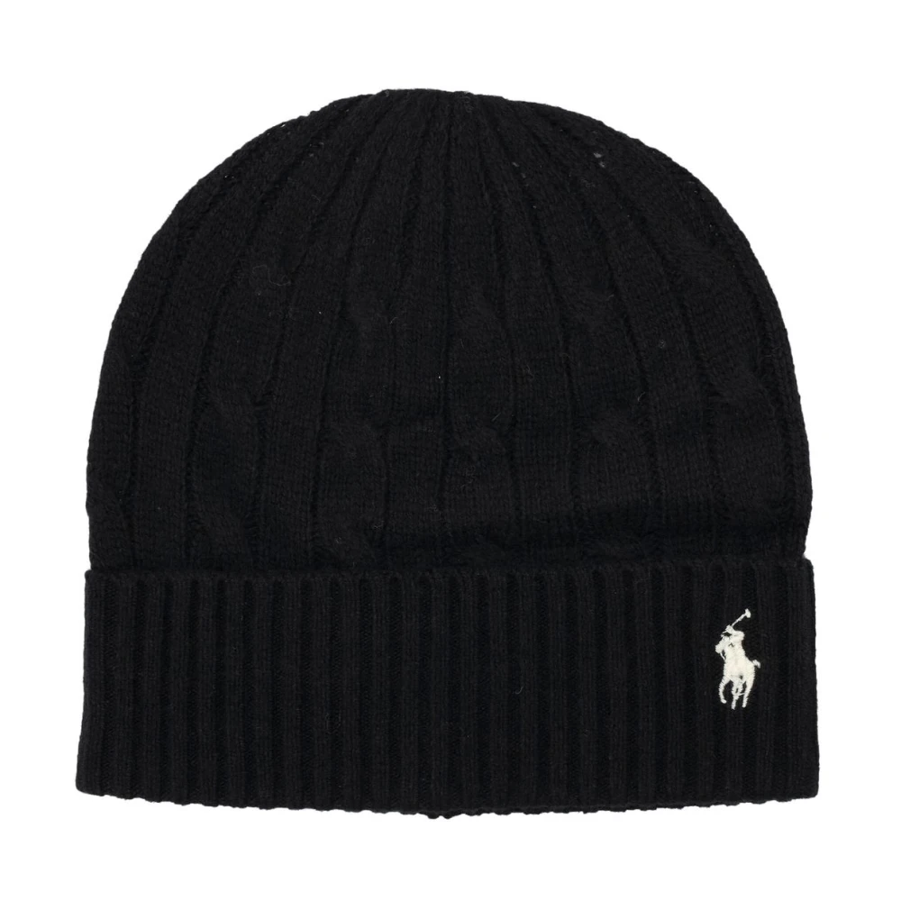 Polo Ralph Lauren Svart Wool-Cashmere Cable Knit Beanie