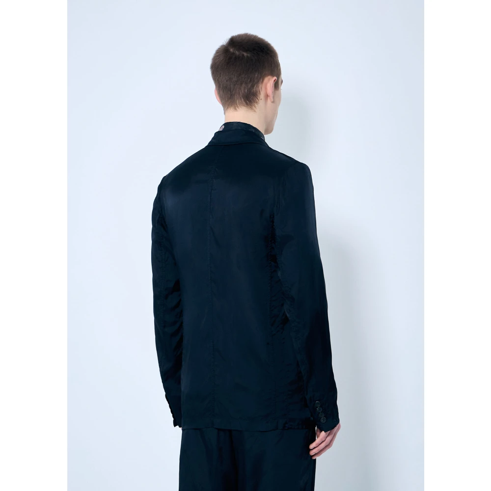 Dries Van Noten Blazer in satijn met sjaalkraag Blue Heren