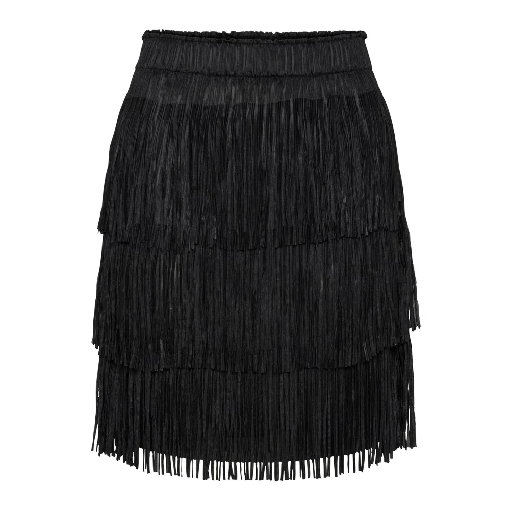 Soaked in Luxury Zwarte Franje Rok Black Dames